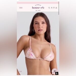 🌸 NWT House of CB CORSICA Floral Print Ruffle Trim Bikini Top